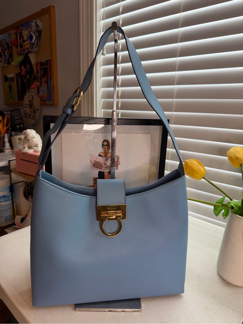 Salvatore Ferragamo Gancini Shoulder Bag – Baby Blue